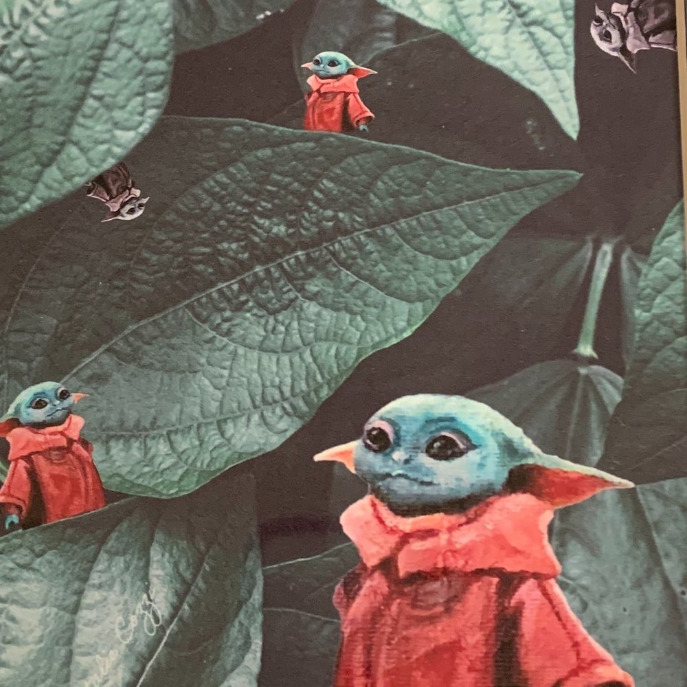 Baby Yoda Leaves Fine Art Print 8" x 10" Matted
